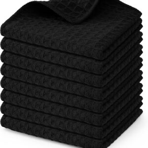 Moosfor Microfasertücher, 8er-Set, Saugfähige Fusselfrei Küchentücher Spültücher für Küche Dicke Barista Tuch Geschirrtücher Lappen, 30 x 30 cm, Schwarz