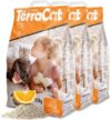 TerraCat katzenstreu, 37.5L – 3er Pack Cat Litter, 100% Griechischer Bentonit Katzenstreu Klumpstreu, Hohe Saugfähigkeit Klumpstreu für Katzen, Staubfrei Katzenstreu Klumpend, Orangenduft, 30Kg
