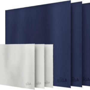 MR.SIGA Hochwertig Mikrofaser Reinigungstücher Brillenputztuch für Brillen, Bildschirme, Tabletten, Gläser, 3 Stücke in Marineblau mit 40,6 x 40,6 cm, 3 Stücke in Grau mit 15,2 x 17,8 cm