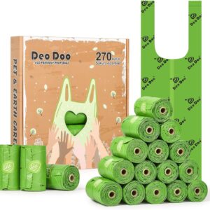 Hundekotbeutel Biologisch Abbaubar mit Henkel Kotbeutel für Hunde mit Duft 18 Rollen 270 Stück Aus Recycelten Materialien Hergestellt 50% Speisestärke Auslaufsicher