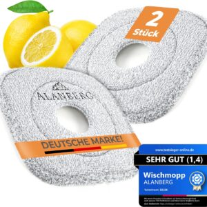 ALANBERG® Mikrofaser Ersatzpads – 2er Set Wischpads für alle Böden, kompatibel mit Reinigungszubehör