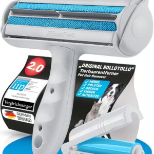 BluePet Original Tierhaarentferner inkl. Mini Fusselbürste für Kleidung – Wiederverwendbare Fusselrolle – Tierhaare, Katzenhaare, Hundehaare entfernen – Abwaschbar, Wiederverwendbar – Lint Remover