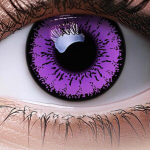 MERALENS Halloween lila farbige Kontaktlinsen Purple Flower, 2 Stück (1 Paar), Ohne Sehstärke, Kontaktlinse farbig für Cosplay, Karneval, Fasching, Anime, Kostüm ohne Stärke