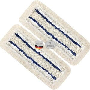 Baumwoll Wischmop 50 cm mit Mikrofaser Ersatz für Mop Klapphalter , für Versiegelung Reinigung von Bodenbeläge wie Laminat, Dielen, Fliesen, Feudel, Bodenwischer Mop Ersatzbezug (2)