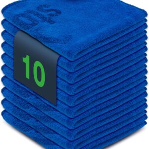 stōbfix Mikrofasertücher [10 Stück] fusselfreier Putzlappen saugstark – Microfasertücher waschbar – Reinigungstücher- Staubtücher -Allzwecktücher (Blau)