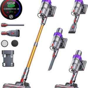 Akku Staubsauger Freistehend, 40KPA Staubsauger Kabellos mit Automatikmodus & Smart Touchscreen, Leichter Akkustaubsauger Bis zu 55 Min Laufzeit,Anti-Tangle-Staubsauger für Tierhaare,Teppich,Hartboden