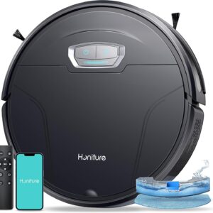 HONITURE Saugroboter mit Wischfunktion,G20 Pro Staubsauger Roboter mit 4500Pa Starke Saugkraft,7,6 cm Roboterstaubsauger mit APP Steuerung 180 Min Laufzeit,Ideal für Tierhaare,Teppiche und Hartböden