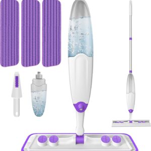 Wischmopp mit Sprühfunktion, Sprühwischer Bodenwischer mit Sprühfunktion mit 3 Waschbaren Mopp Pads, Wischer Boden Spray Mop Passend für Einweg Mopp Pads, Mop Set mit Wassertank für Bodenreinigung