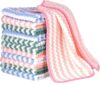 Fuyamp 12 Stück Mikrofaser Reinigungstücher, Küche Shiny Wipes Tücher, Wiederverwendbar Stark Saugfähig Putzlappen, Mehrzweck Korallenvlies Putztuch Fenster Tücher(25*25cm)