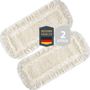 2 Stück PREMIUM Wischmopbezug Ersatzbezug Set Baumwolle für 40 cm Wischmop Klapphalter MADE IN EUROPE, Bodenwischer Mop für Bodenbeläge wie Laminat Echtholzböden Dielen Putzlappen, Parkett Schrubber