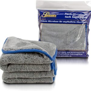 Petzoldts Premium Microfaser-Poliertuch Superflausch 3.1; Trockentuch Microfasertuch zur Autopflege (3 Tücher)