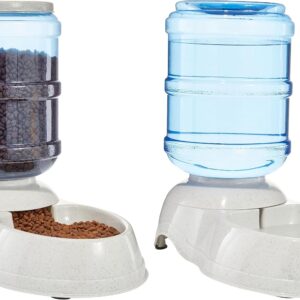 Amazon Basics Futter- und Wasserspender für Hunde, 2.5 Gallons, Größe L, Weiß, Klar
