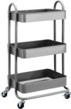 Amazon Basics – Werkzeug- oder Küchenrollwagen, 3 Ebenen, Metall, Anthrazit