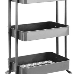 Amazon Basics – Werkzeug- oder Küchenrollwagen, 3 Ebenen, Metall, Anthrazit