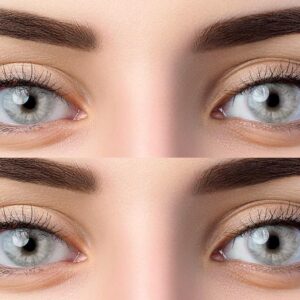 Farbige Graue Kontaktlinsen ‚Gray‘ Ohne Stärke Grau + Behälter von Glamlens, weiche 3-Monatslinsen im 2er Pack