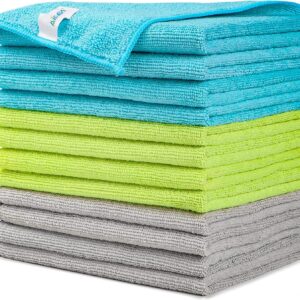 AIDEA Microfasertücher Mikrofasertücher 12 Stück, Putzlappen Mikrofaser Reinigungstücher Microfasertuch Lappen Putztücher Fenster Tücher Geschirrtücher Fusselfrei für Auto,Küche,Haus,30x30cm