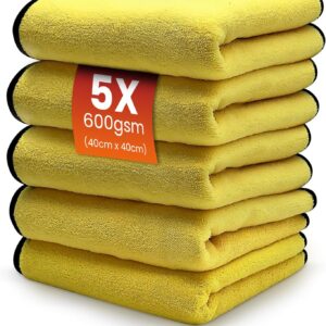 SNOMOZ® 5X Ultra-Absorber Microfasertuch Trockentuch für Auto und Motorrad ∣ 40 x 40 cm Vorteilspack ∣ 600gsm Saugleistung und Ultra weich
