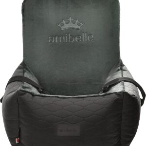 Luxuriös Hunde Auto Sitz | Autositz für Hunde, Rückbank, Vordersitz | Universal Waschbar Hundeautositz für Hunde und Katzen | Farbe: Schwarz | Kunstleder, Flauschig Plüsch | Große: 55 x 55 cm