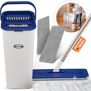 CleanAid Formosa 2 Bodenwischer Wischmopp Set – 360° Flachwischer, Kompakter Eimer, Extra Langer 155 cm Edelstahl Stiel, 2 Mikrofaser Wischbezüge – für alle glatten Oberflächen (Wischmopp-Set)