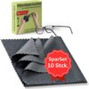 PUTZHELD® 10 x Brillenputztuch Microfaser Optikerqualität, Brillenputztücher 18 x 18 cm anthrazit, für streifenfreie Brillen & Displays, Brillentücher Microfaser, Brillenputztücher Mikrofaser Brille
