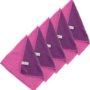 Kochblume 1-3-5-10er Set | Microfasertuch Putztuch 30 x 30cm, Aufnahmefähigeit bis ca. 300 ml | In der bunten Box (pink-lila, 5er Set)