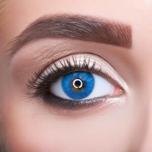 GLAMLENS Kontaktlinsen farbig ohne Stärke farbige Monatslinsen weiche Linsen soft Hydrogel 2 Stück Farblinsen + Linsenbehälter 0.0 Dioptrien natürliche Farben Amalfi Azul (blau intensiv)