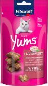 Vitakraft Cat Yums, Katzensnack, mit herzhafter Leberwurst, extra fleischig, mit sichtbarer Füllung, im wiederverschließbaren Beutel, ohne Zusatz von Zucker und Getreide (1x 40g)