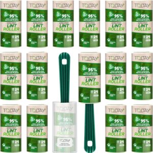 Today Eco – Fusselrolle 16 Rollen + Deckel + 2 Abroller 95% recyceltes Material – Fusselrolle Tierhaare Easy-Peel – Geeignet für Haare, Staub, Kleidung, Tierhare