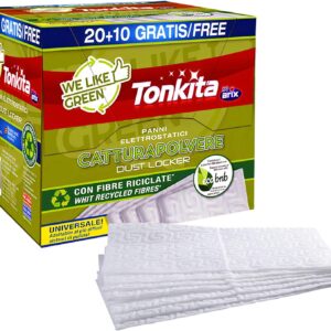 Tonkita | Staubwischtuch 20 + 10, elektrostatisches Reinigungstuch, universell, für Böden, Möbel, Spiegel, TV-Bildschirme, hergestellt in Italien