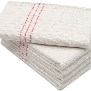 ZOLLNER 5er Set Scheuertücher – hochwertige und saugstarke Reinigungstücher – Mischgewebe – waschbar bis 60°C – 55x60cm in Natur mit roten Streifen
