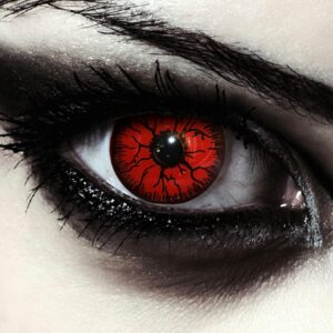 DESIGNLENSES, farbige Tageslinsen Kontaktlinsen, ohne Sehstärke für Halloween Kostüm als Zombie, Karneval, Fasching & Anime Cosplay – 2 Stück (1 Paar) Augenlinsen (Red Monster, 14.00, 0.00)