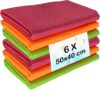 CZandCZ Mikrofasertücher Putzlappen, 50x40cm 6 Stücke, Allzweck-Reinigungstücher, Wiederverwendbar, Langlebige Absorbierende Reinigungstuch, für Fenster, Auto, Spiegel, Edelstahl Polieren Verwendet
