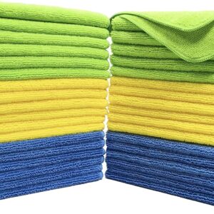 Polyte – hochwertige Mikrofaser-Reinigungstücher – Blau, Grün, Gelb – 41 x 41 cm – 36 Stück