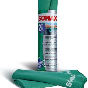 SONAX MicrofaserTücher PLUS Innen+Scheibe (2 Stück) extrem fein ohne Streifen, Schlieren und Fusseln zu hinterlassen | Art-Nr. 04165410