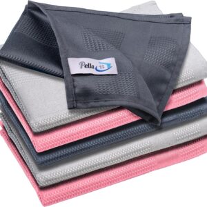 Pella Microfasertuch 2er Pack 6 Stück Fenstertuch Streifenfrei, Autopflege, Putzlappen Küche – Reinigungstücher und Putztücher ohne Putzmittel, Microfasertücher Auto, Staubtücher Putztücher