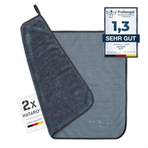 NATARO® 2 Stück Fast Dry it. Premium Trockentuch für Duschkabine, Auto, Haushalt, Camping – DAS ORIGINAL – extra saugfähiges Microfasertuch, fusselfrei, kratzfrei Shiny Wipes Tücher 40x50cm