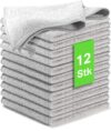 Kemes Mikrofaser Putztücher Set 12x Stück streifenfrei Reinigungstücher Poliertuch Microfaser | 30×30 cm (Grau, 12)