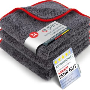 Glart Mikrofasertücher Auto 3er Set, Poliertuch Auto saugstark & weich, 40x40cm, Microfasertuch Autopflege, Auto Mikrofasertuch & Trockentuch Auto polieren – Mikrofaser Trockentuch Poliertücher rot