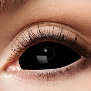 Eyecatcher 84091541-s03 – Farbige Sclera Kontaktlinsen, 1 Paar, für 6 Monate, Schwarz, Karneval, Fasching, Halloween