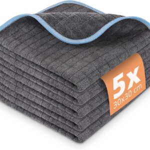 Lavandola® 5X Mikrofasertücher für Ihren Haushalt – 30x30cm – extrem saugstark und schonend weich Dank 380 GSM – fusselfreie Reinigungstücher für Haushalt, Küche und Bad – Microfasertuch