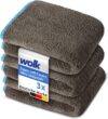 wolk Auto Trockentücher 1200 GSM Mikrofaser – 3 Stück – Farbe: grau/türkis – Maße (BxH): 40,0 x 40,0 cm – Saugstark – Kratzfrei – Fusselfrei – Extra groß – PKW – Motorrad