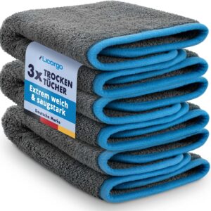 LICARGO Mikrofasertücher Auto 3 Stück 600 GSM 40×40 – saugstark & weich – Poliertuch Lackpflege Microfasertuch Autopflege, Mikrofasertuch & Auto Trockentuch – Mikrofaser Poliertücher