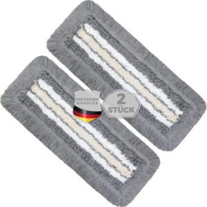 Okaei 2 Stück Wischmopp Bezug (40 cm) – Bodenwischer-Wischbezug für Krankenhäuser & Pflegeeinrichtungen – Wischer-Bezug mit Optimalen Gleiteigenschaften für Ergonomisches Arbeiten – Grau