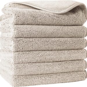 Polyte – Premium-Waschlappen aus Mikrofaser – fusselfrei – Beige – 33 x 33 cm – 6 Stück