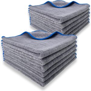 GLANTEX 12X Lackschonende Mikrofasertücher 380 GSM, super Saugstark, Poliertücher, fusselfreie Microfasertücher für die Autopflege, Microfasertuch Auto und Motorrad, 40cm x 40cm