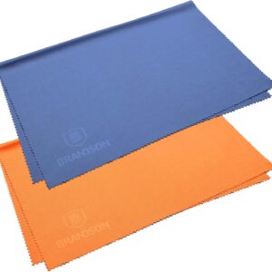 BRANDSON Brillenputztücher XXL (40×30 cm, blau & orange, 2 Stück) Brillen Mikrofasertuch groß, waschbar – Mikrofaser Brillentücher, Reinigungstücher für Brille Handy Display etc.