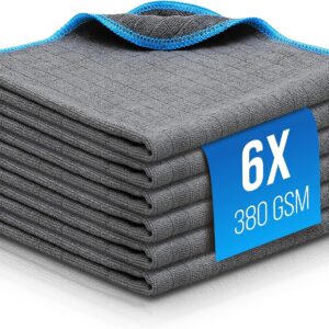 Filzada® 6X Lackschonende Mikrofasertücher Auto mit 380 GSM – extrem weich und saugstark – fusselfreie Poliertücher – Für Motorrad – Autopflege 40 x 40 cm