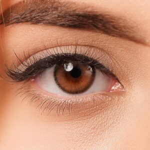 Charmiga Kontaktlinsen farbig braun | hell braune 6-Monatslinsen ohne Stärke| 2 Stück braune weiche Farblinsen + Behälter, Pinzette, Einsetzhilfe | Stark deckend | City Beige Brown 0.00 Dioptrien