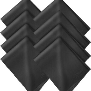 Filzada® 8X Brillenputztücher Schwarz [20x20cm] Optikerqualität – Fusselfreies Mikrofaser Brillenputztuch – Displaytuch zur Reinigung von Brillen, Smartphone, Kamera