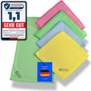 Walfinus Premium 5er Set Mikrofaser Schwammtücher mit extra Schaumstoffkern einsetzbar als Spüllappen, Spültücher, Wieder verwendbar, 18x19cm